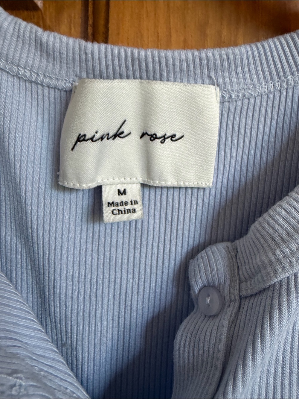 Pink Rose Light Blue Ribbed Button-Front Tank - Picture 2 of 4